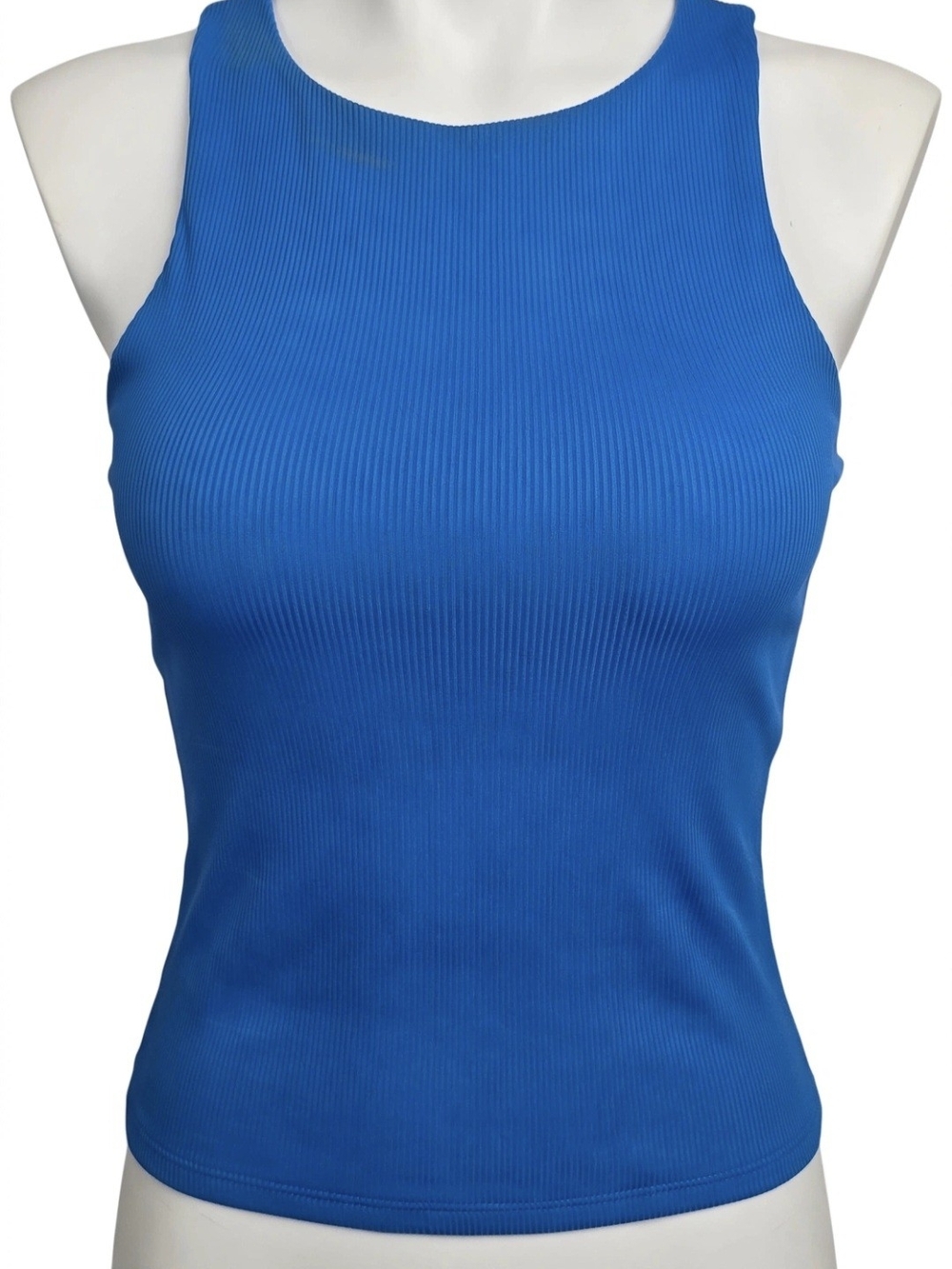 Express Body Contour Ribbed Tank Top - Blue - Picture 7 of 7